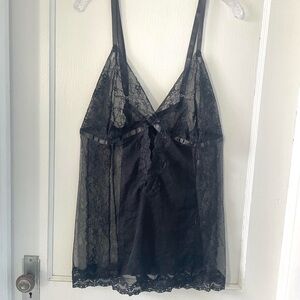 Adore Me Black Lace Babydoll 3X Sheer Mesh Lingerie Chemise Plus Size